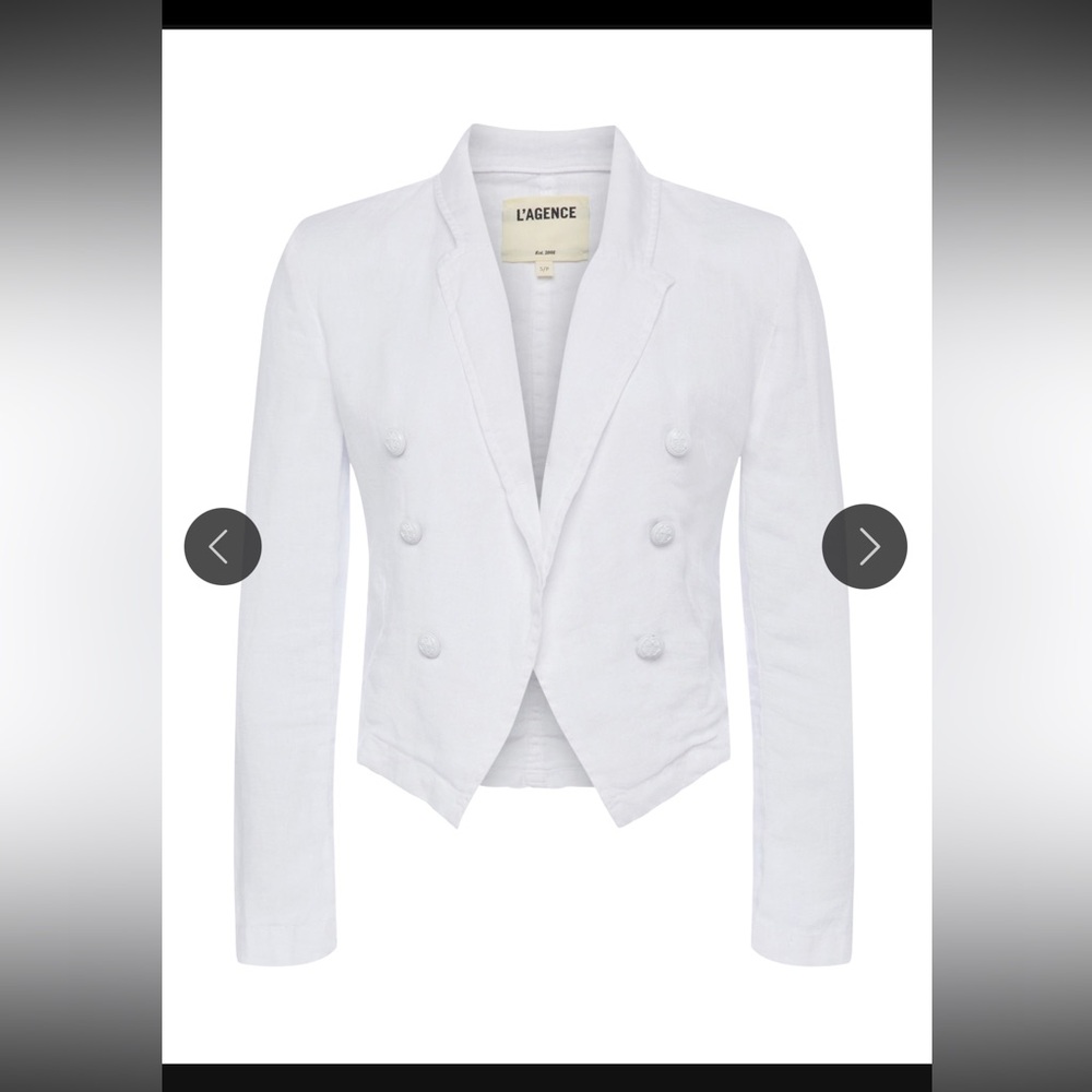NWT L'AGENCE Women's Crisp White Linen Blazer-Small